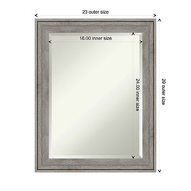 Regis Barnwood Grey Beveled Wood Bathroom Wall Mirror
