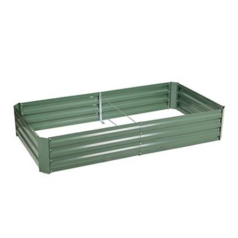 Aoodor Outdoor Raised Garden Bed 6' x 3' x 1' - Reinforced Galvanized Steel Planter Box