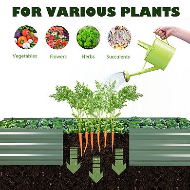 Aoodor Outdoor Raised Garden Bed 6' x 3' x 1' - Reinforced Galvanized Steel Planter Box