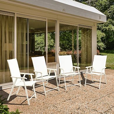 Aoodor Folding Patio Chairs for Indoor and Outdoor 4 Sets