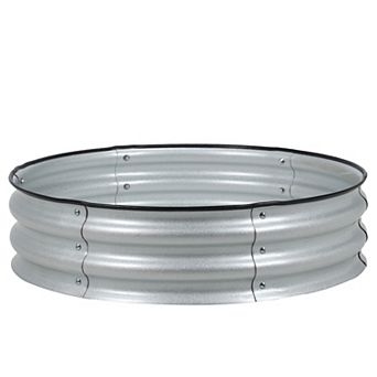 Aoodor 9'' Tall Aluzinc Metal Raised Garden Bed 30'' Round - Sliver (Set of 2)