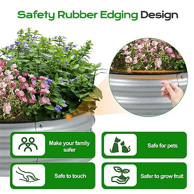 Aoodor 9'' Tall Aluzinc Metal Raised Garden Bed 30'' Round - Sliver (Set of 2)