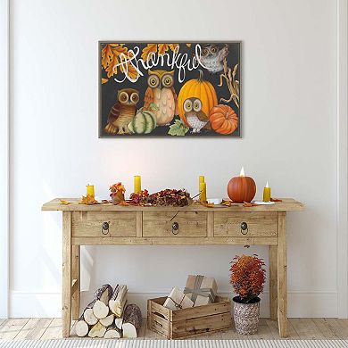 Harvest Owl III by Mary Urban Framed Canvas Wall Art Print