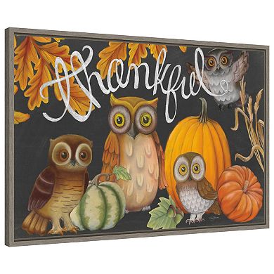 Harvest Owl III by Mary Urban Framed Canvas Wall Art Print