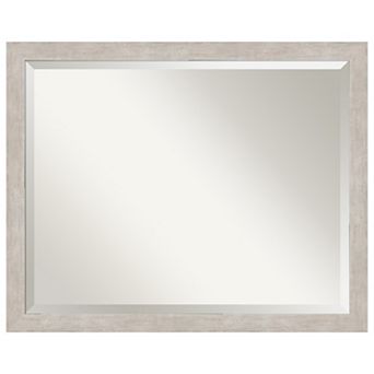 Marred Silver Beveled Wood Bathroom Wall Mirror