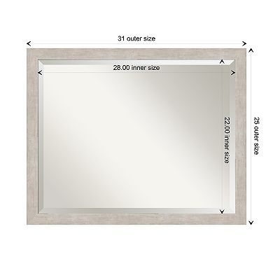 Marred Silver Beveled Wood Bathroom Wall Mirror