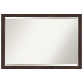 Fresco Dark Walnut Beveled Wood Bathroom Wall Mirror
