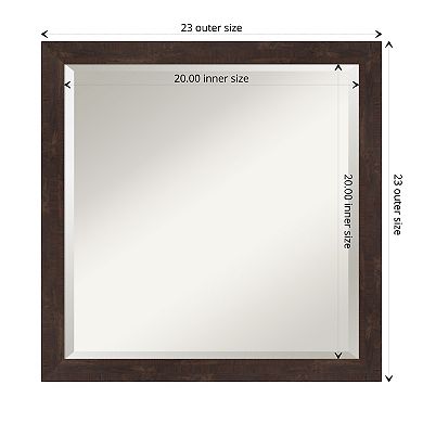 Fresco Dark Walnut Beveled Wood Bathroom Wall Mirror
