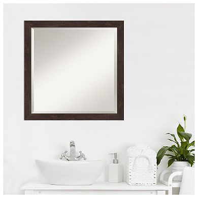 Fresco Dark Walnut Beveled Wood Bathroom Wall Mirror