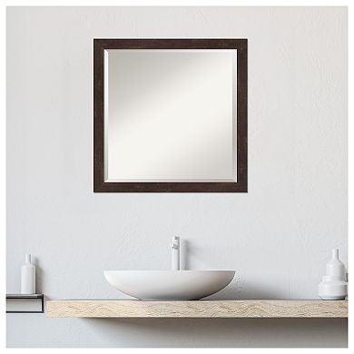 Fresco Dark Walnut Beveled Wood Bathroom Wall Mirror