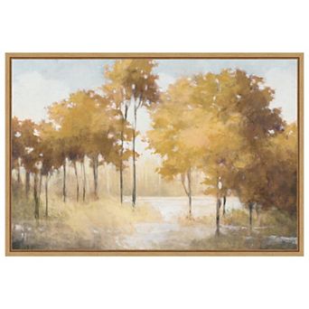 Autumn Lake Gold by Julia Purinton Framed Canvas Wall Art Print