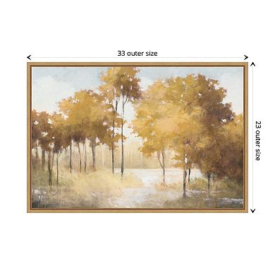 Autumn Lake Gold by Julia Purinton Framed Canvas Wall Art Print