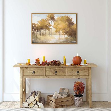 Autumn Lake Gold by Julia Purinton Framed Canvas Wall Art Print