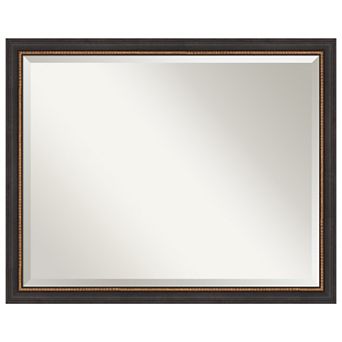 Ashton Black Beveled Wood Bathroom Wall Mirror