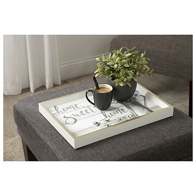 Decorative Wood Ottoman/Coffee Table Tray Featuring Farmhouse Cotton Home Sweet Home