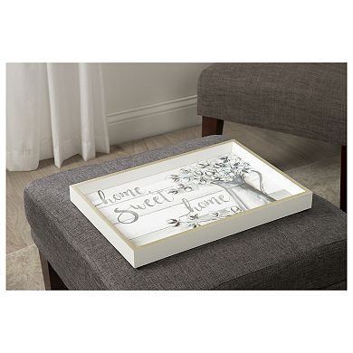 Decorative Wood Ottoman/Coffee Table Tray Featuring Farmhouse Cotton Home Sweet Home