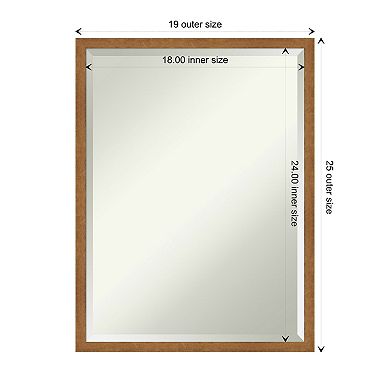 Carlisle Blonde Narrow Beveled Wood Bathroom Wall Mirror