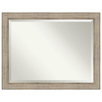 Trellis Silver Beveled Wood Bathroom Wall Mirror