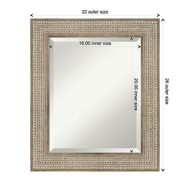 Trellis Silver Beveled Wood Bathroom Wall Mirror