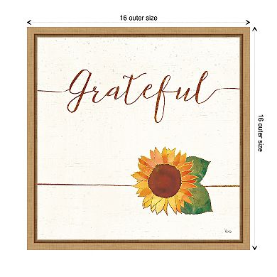 Grateful Fall Sunflower by Veronique Charron Framed Canvas Wall Art Print