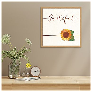 Grateful Fall Sunflower by Veronique Charron Framed Canvas Wall Art Print