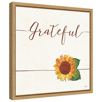 Grateful Fall Sunflower by Veronique Charron Framed Canvas Wall Art Print