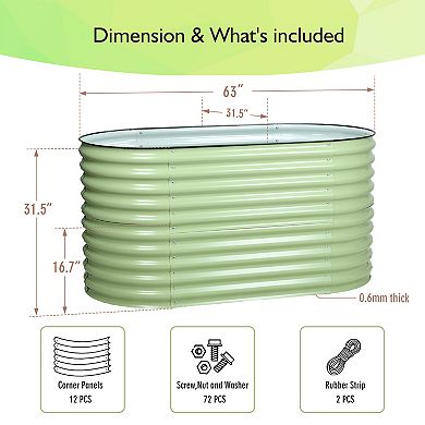Aoodor 2 in 1 Modular Aluzinc Metal Raised Garden Bed - Olive Green (63''L x 32''W x 32''H)