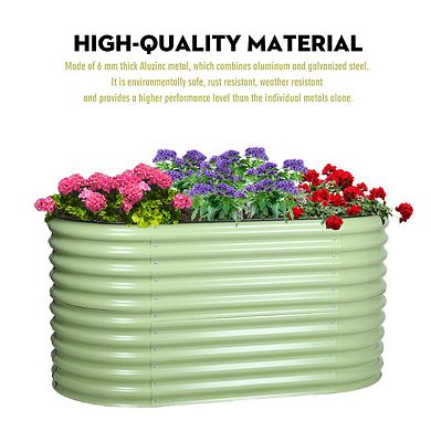 Aoodor 2 in 1 Modular Aluzinc Metal Raised Garden Bed - Olive Green (63''L x 32''W x 32''H)