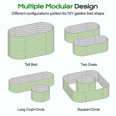 Aoodor 2 in 1 Modular Aluzinc Metal Raised Garden Bed - Olive Green (63''L x 32''W x 32''H)