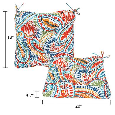 Aoodor Patio Chair Cushion Fabric Slipcover Foam 19.5" x 19.5" - Flower Pattern Set of 2