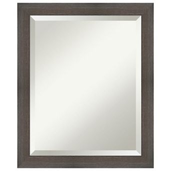 Hardwood Chocolate Narrow Beveled Wood Bathroom Wall Mirror