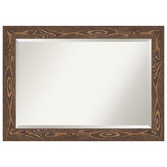 Bridget Brown Beveled Wood Bathroom Wall Mirror