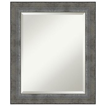 Forged Pewter Beveled Wood Bathroom Wall Mirror