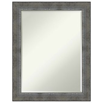 Forged Pewter Beveled Wood Bathroom Wall Mirror