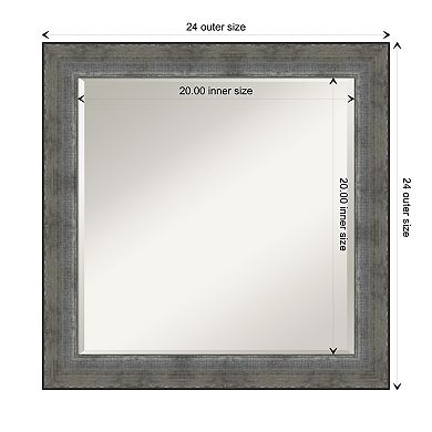 Forged Pewter Beveled Wood Bathroom Wall Mirror