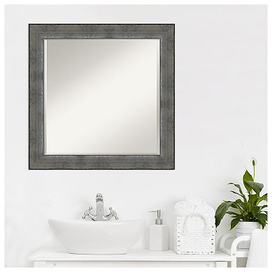Forged Pewter Beveled Wood Bathroom Wall Mirror