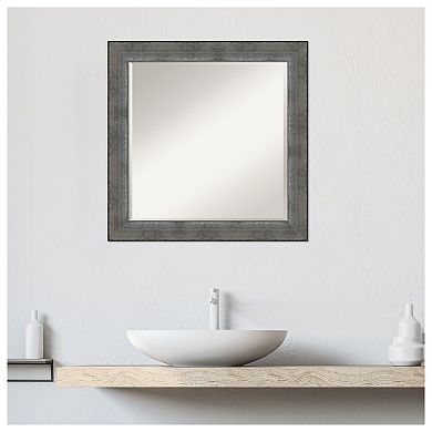 Forged Pewter Beveled Wood Bathroom Wall Mirror