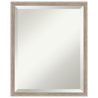 Hardwood Wedge Whitewash Beveled Wood Bathroom Wall Mirror