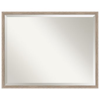 Hardwood Wedge Whitewash Beveled Wood Bathroom Wall Mirror