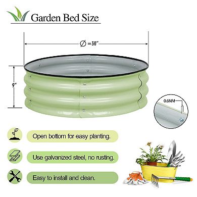 Aoodor 9'' Tall Aluzinc Metal Raised Garden Bed 30'' Round - Olive Green (Set of 2)