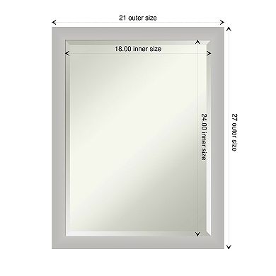Low Luster Silver Beveled Wood Bathroom Wall Mirror