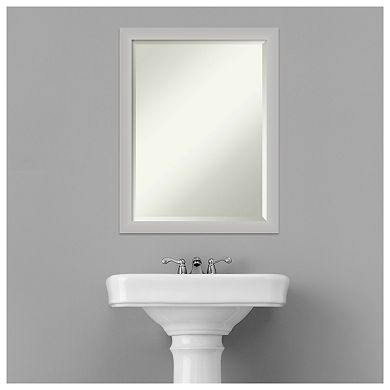 Low Luster Silver Beveled Wood Bathroom Wall Mirror