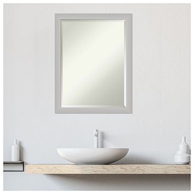 Low Luster Silver Beveled Wood Bathroom Wall Mirror