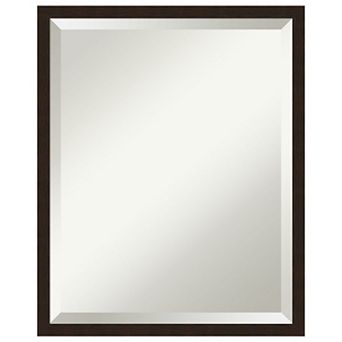 Carlisle Espresso Narrow Beveled Wood Bathroom Wall Mirror