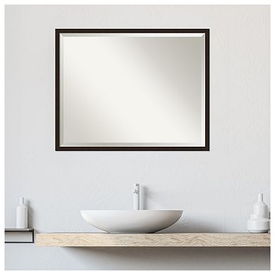 Carlisle Espresso Narrow Beveled Wood Bathroom Wall Mirror