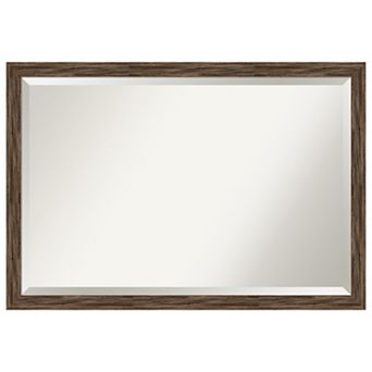 Regis Barnwood Mocha Narrow Beveled Wood Bathroom Wall Mirror
