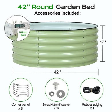Aoodor 17'' Tall Aluzinc Metal Raised Garden Bed 42'' Round - Olive Green