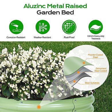 Aoodor 17'' Tall Aluzinc Metal Raised Garden Bed 42'' Round - Olive Green
