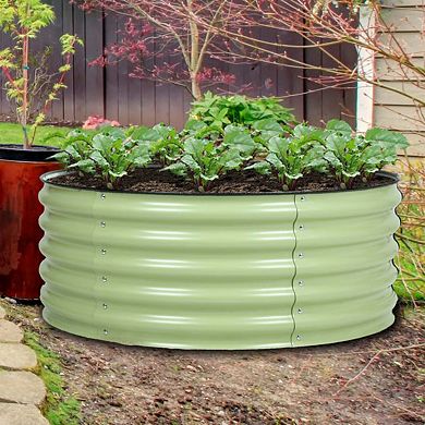 Aoodor 17'' Tall Aluzinc Metal Raised Garden Bed 42'' Round  - Olive Green