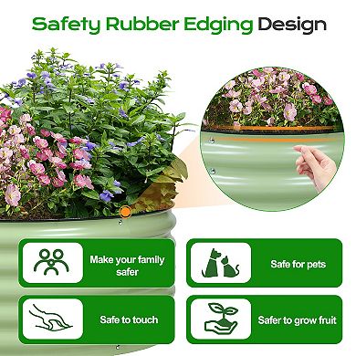 Aoodor 17'' Tall Aluzinc Metal Raised Garden Bed 42'' Round - Olive Green